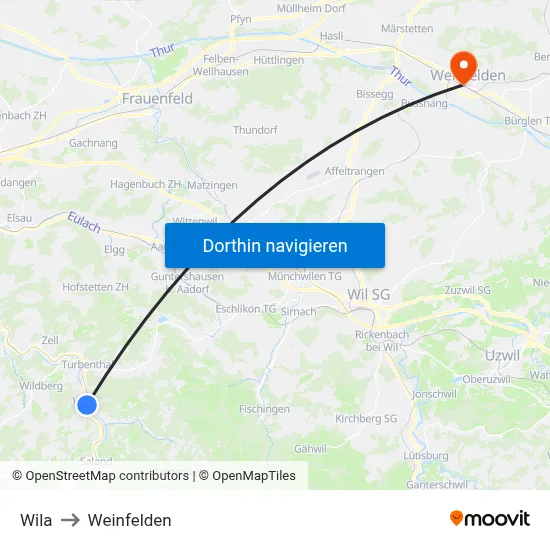 Wila to Weinfelden map