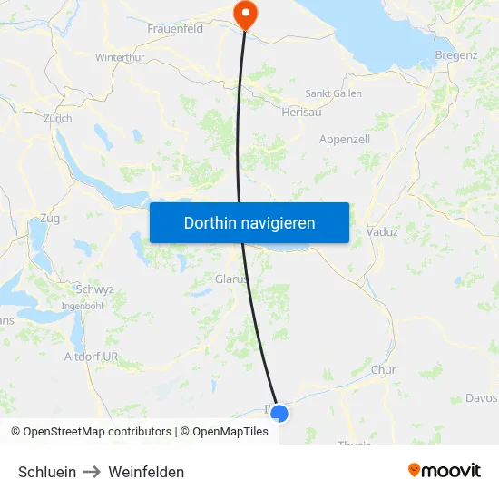 Schluein to Weinfelden map