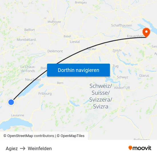 Agiez to Weinfelden map
