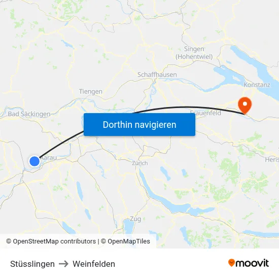 Stüsslingen to Weinfelden map