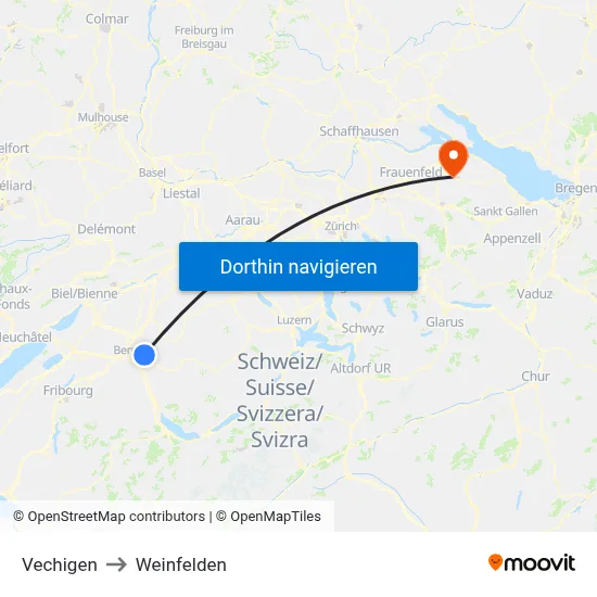 Vechigen to Weinfelden map