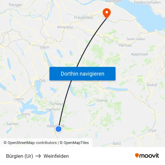 Bürglen (Ur) to Weinfelden map