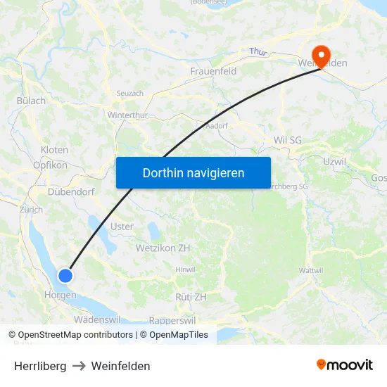 Herrliberg to Weinfelden map