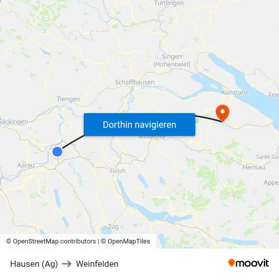 Hausen (Ag) to Weinfelden map