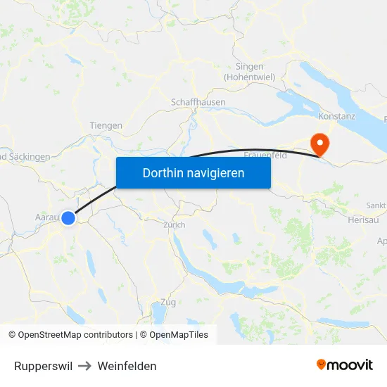 Rupperswil to Weinfelden map