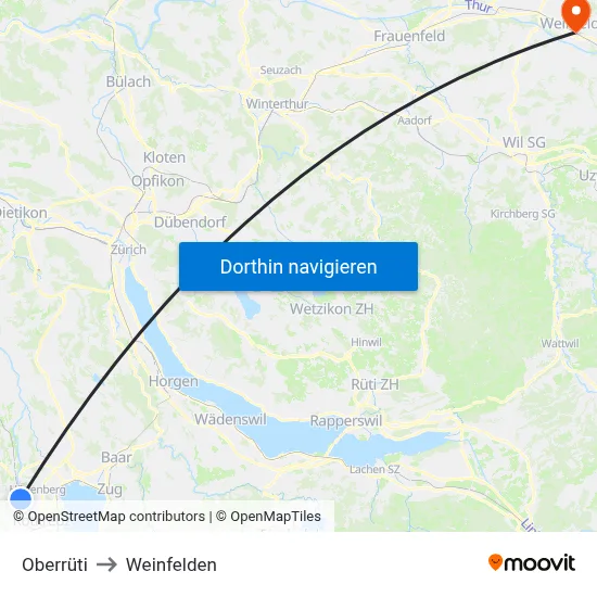 Oberrüti to Weinfelden map