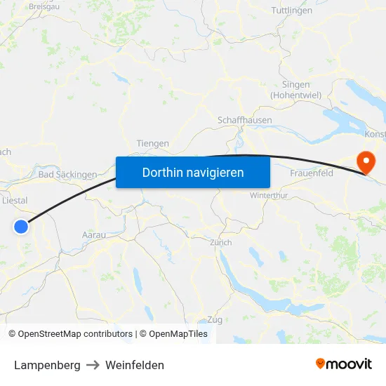 Lampenberg to Weinfelden map