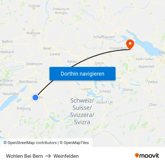 Wohlen Bei Bern to Weinfelden map