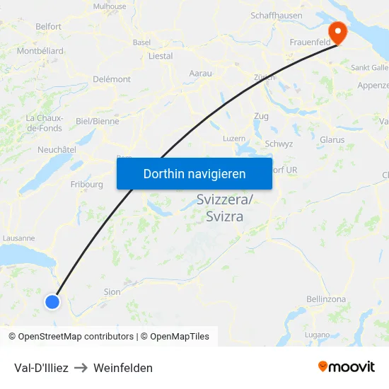Val-D'Illiez to Weinfelden map