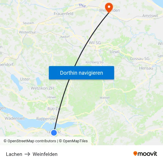 Lachen to Weinfelden map