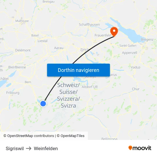 Sigriswil to Weinfelden map
