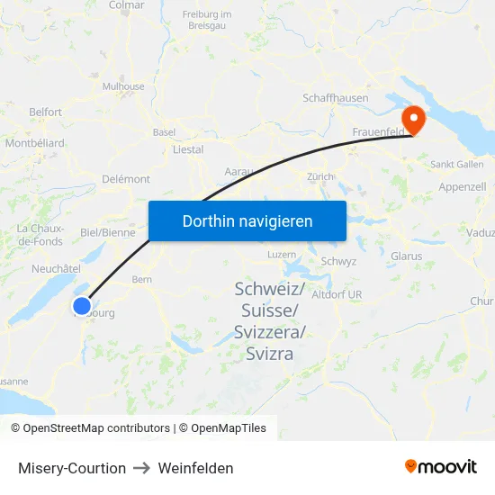 Misery-Courtion to Weinfelden map
