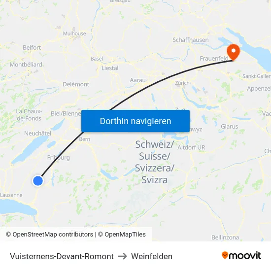 Vuisternens-Devant-Romont to Weinfelden map