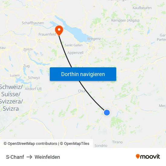 S-Chanf to Weinfelden map