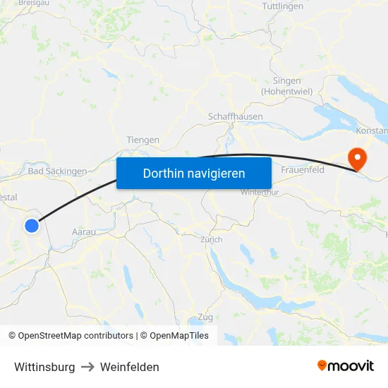 Wittinsburg to Weinfelden map