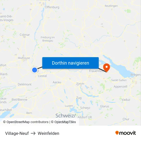 Village-Neuf to Weinfelden map