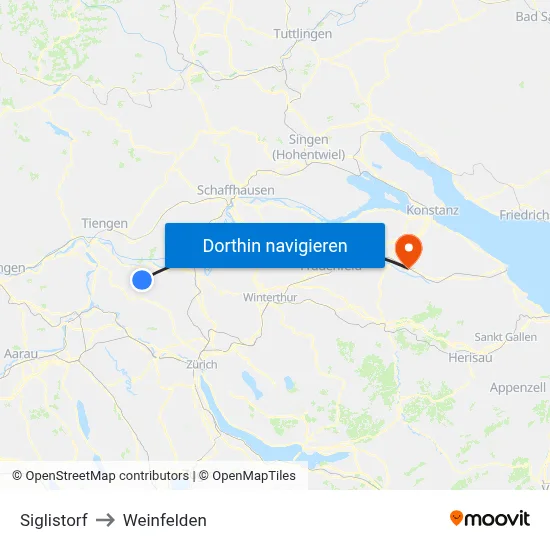 Siglistorf to Weinfelden map