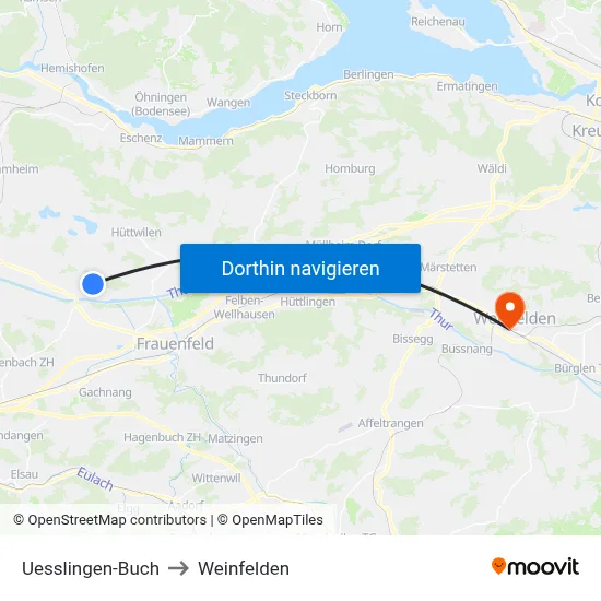 Uesslingen-Buch to Weinfelden map