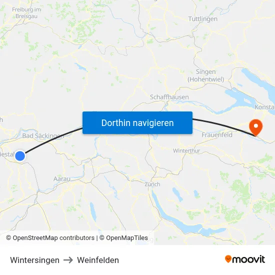 Wintersingen to Weinfelden map
