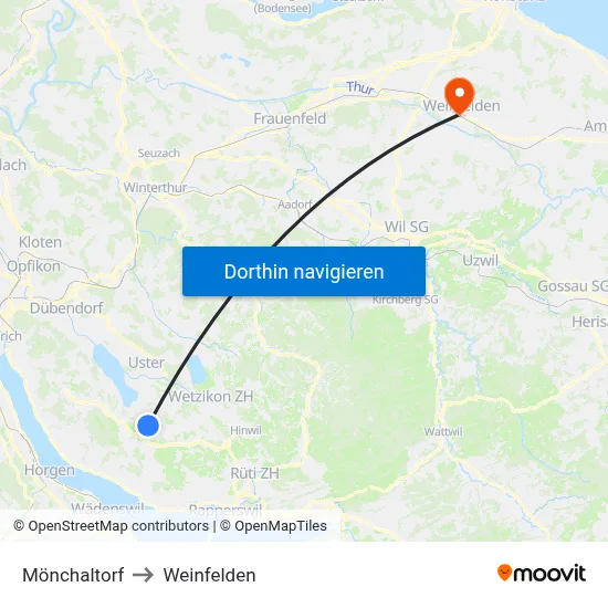 Mönchaltorf to Weinfelden map