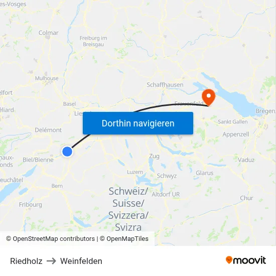 Riedholz to Weinfelden map