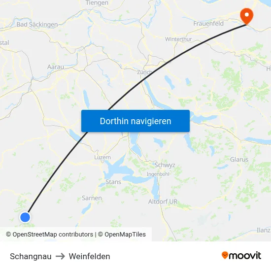 Schangnau to Weinfelden map