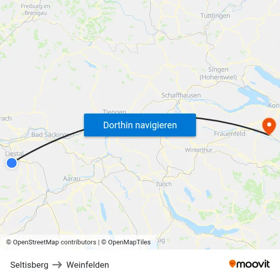 Seltisberg to Weinfelden map