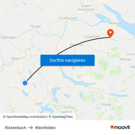 Rickenbach to Weinfelden map