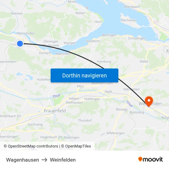 Wagenhausen to Weinfelden map