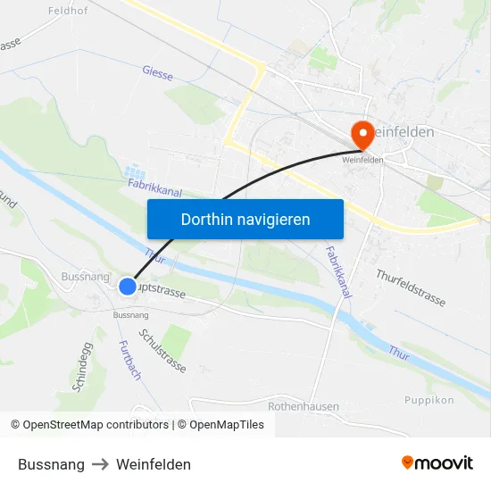 Bussnang to Weinfelden map