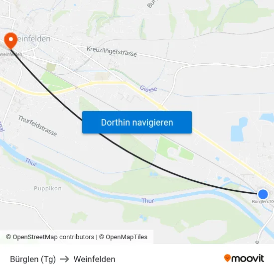 Bürglen (Tg) to Weinfelden map