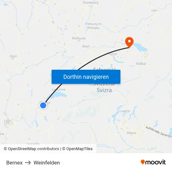 Bernex to Weinfelden map