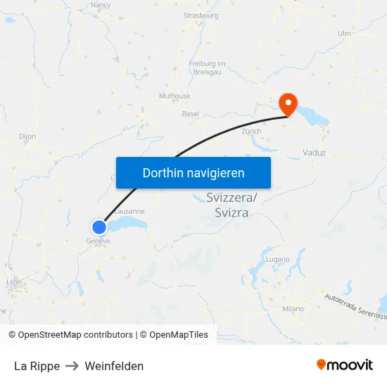 La Rippe to Weinfelden map
