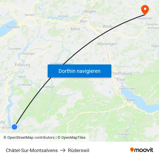 Châtel-Sur-Montsalvens to Rüderswil map
