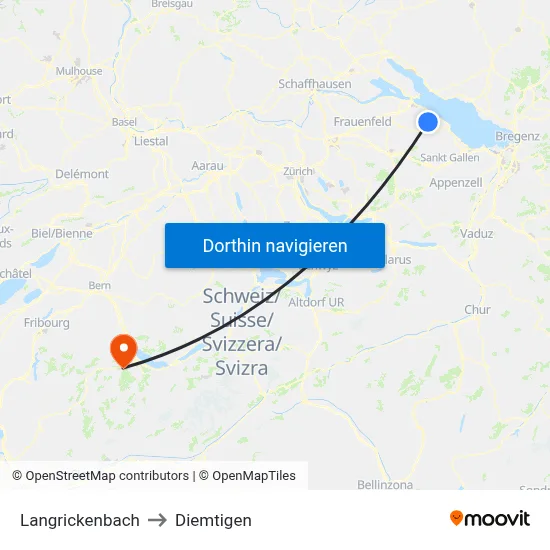 Langrickenbach to Diemtigen map