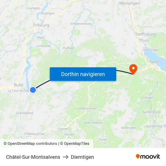 Châtel-Sur-Montsalvens to Diemtigen map