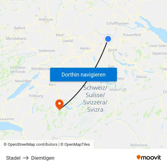 Stadel to Diemtigen map