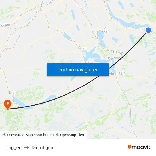 Tuggen to Diemtigen map