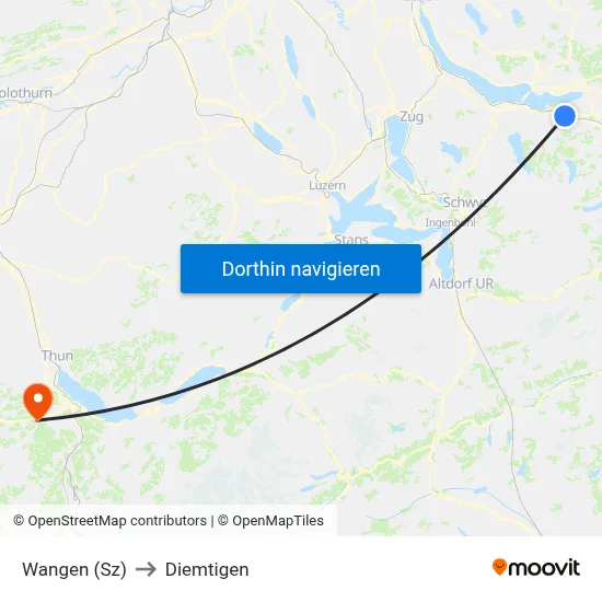 Wangen (Sz) to Diemtigen map