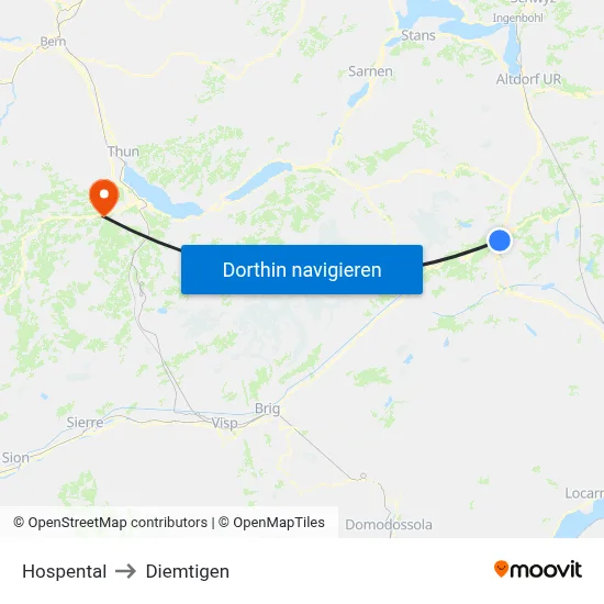 Hospental to Diemtigen map