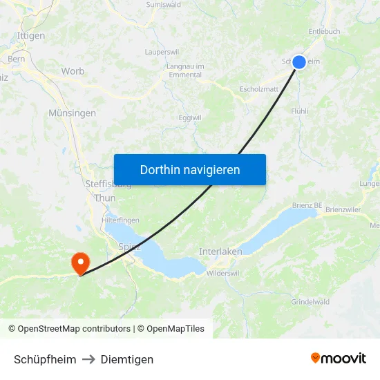 Schüpfheim to Diemtigen map