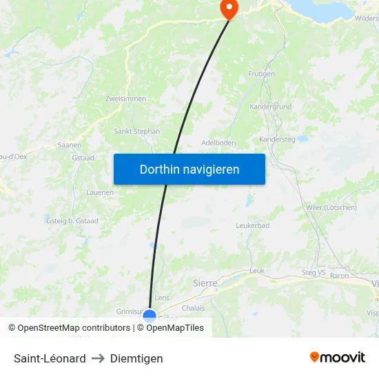 Saint-Léonard to Diemtigen map