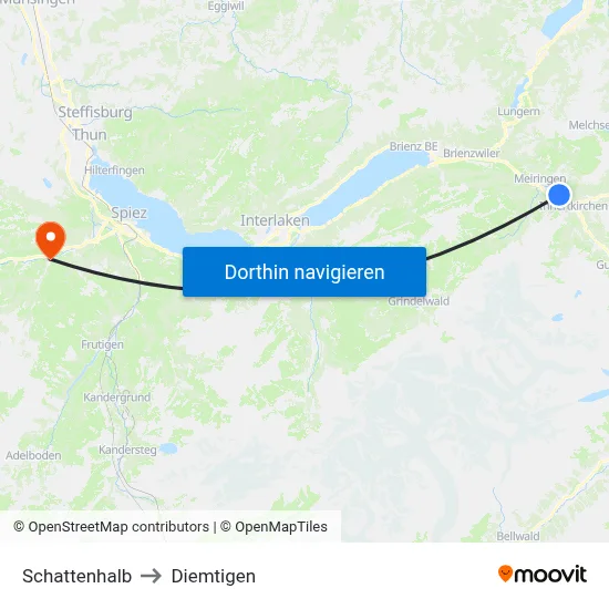 Schattenhalb to Diemtigen map