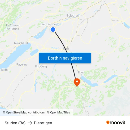 Studen (Be) to Diemtigen map