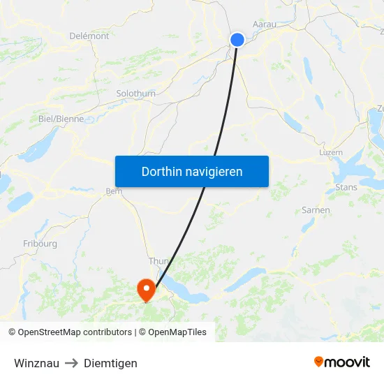 Winznau to Diemtigen map