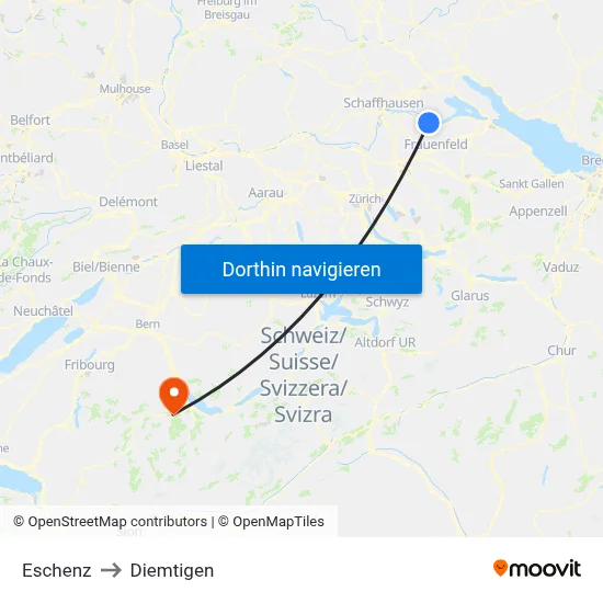 Eschenz to Diemtigen map