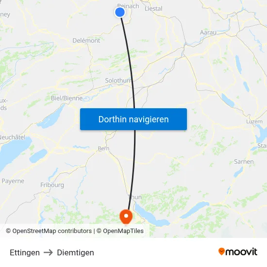 Ettingen to Diemtigen map