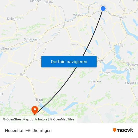 Neuenhof to Diemtigen map