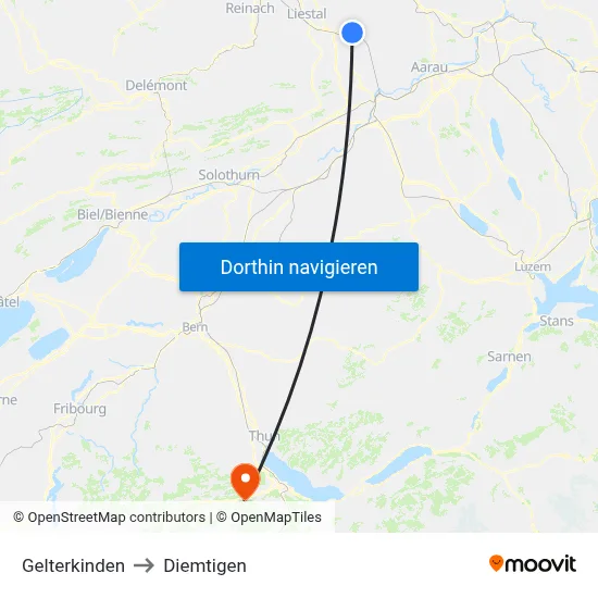 Gelterkinden to Diemtigen map
