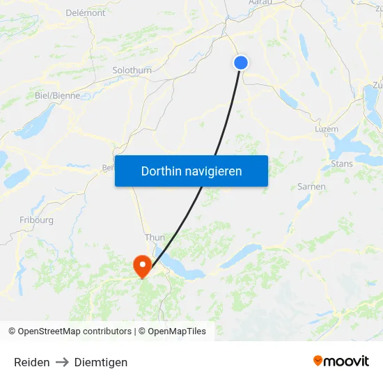 Reiden to Diemtigen map